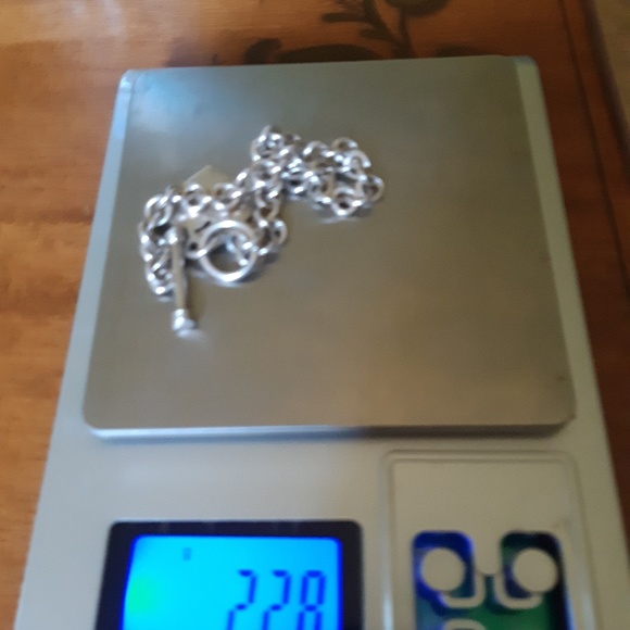 Sterling Silver Charm Chain Bracelet Heart Pendant - Picture 3 of 4